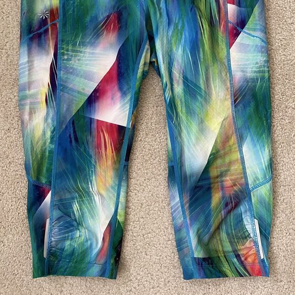 Athleta Leggings Womens Small Blue Green Cropped Colorful Casual Workout Pants - Picture 3 of 12